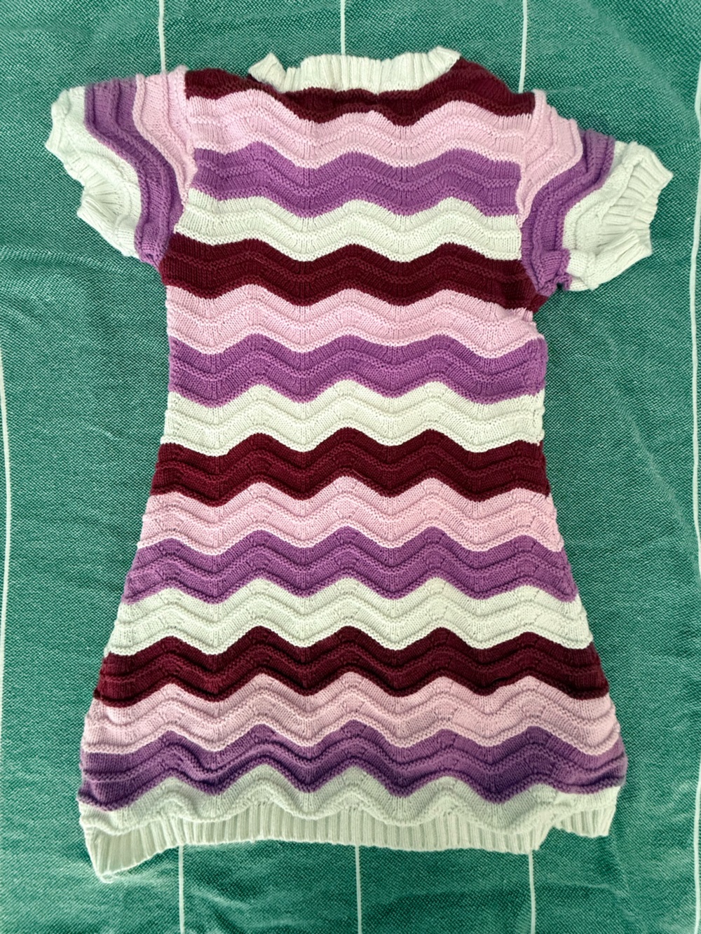 Striped Wave Knit Sweater in Pink, Purple, White, and Burgundy